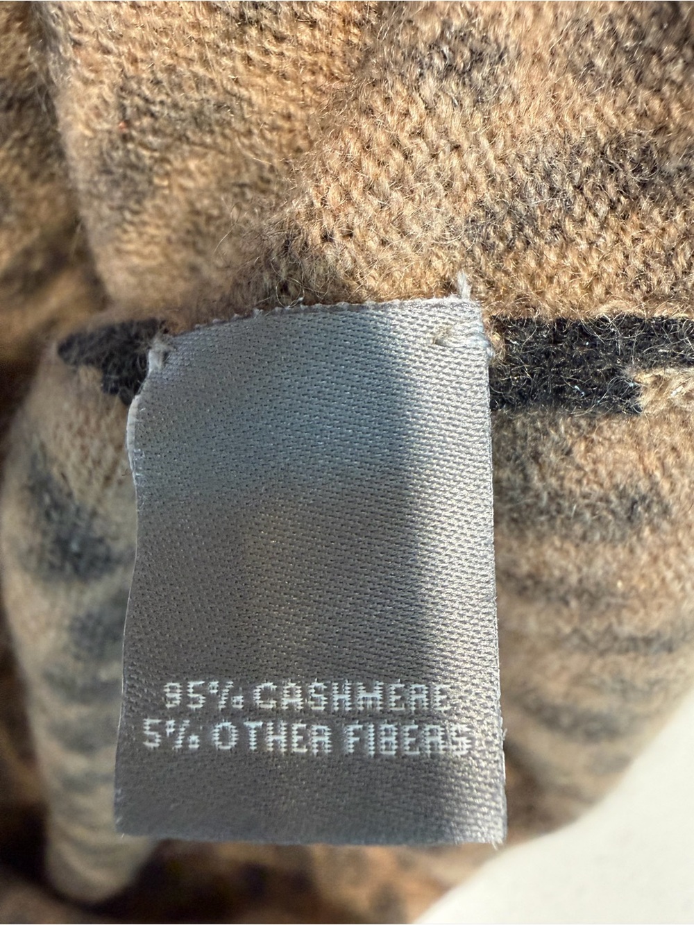 Neiman Marcus Cashmere Leopard Print Mock Turtleneck Sweater — Brown and Black - Picture 4 of 7